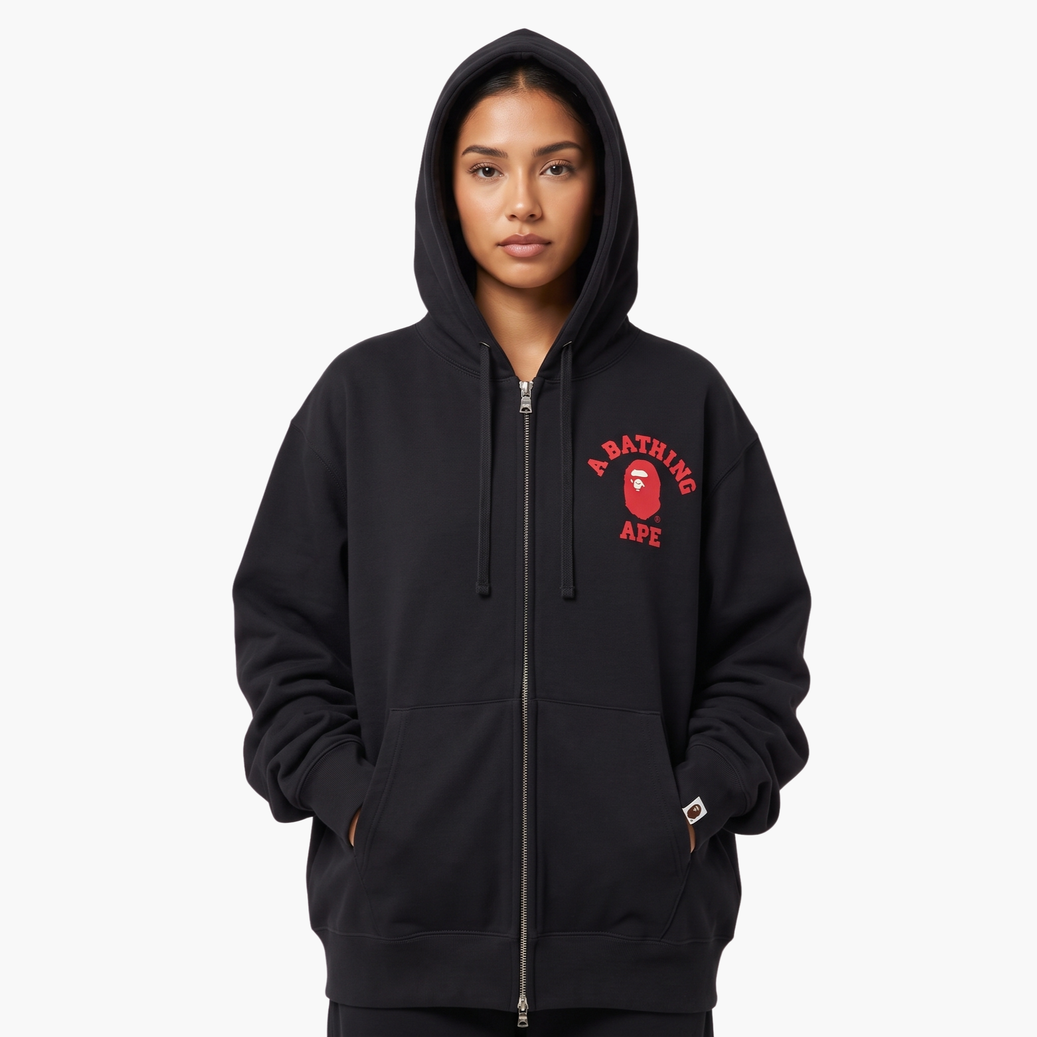 A Bathing Ape College One Point Embroidery Zip Hoodie