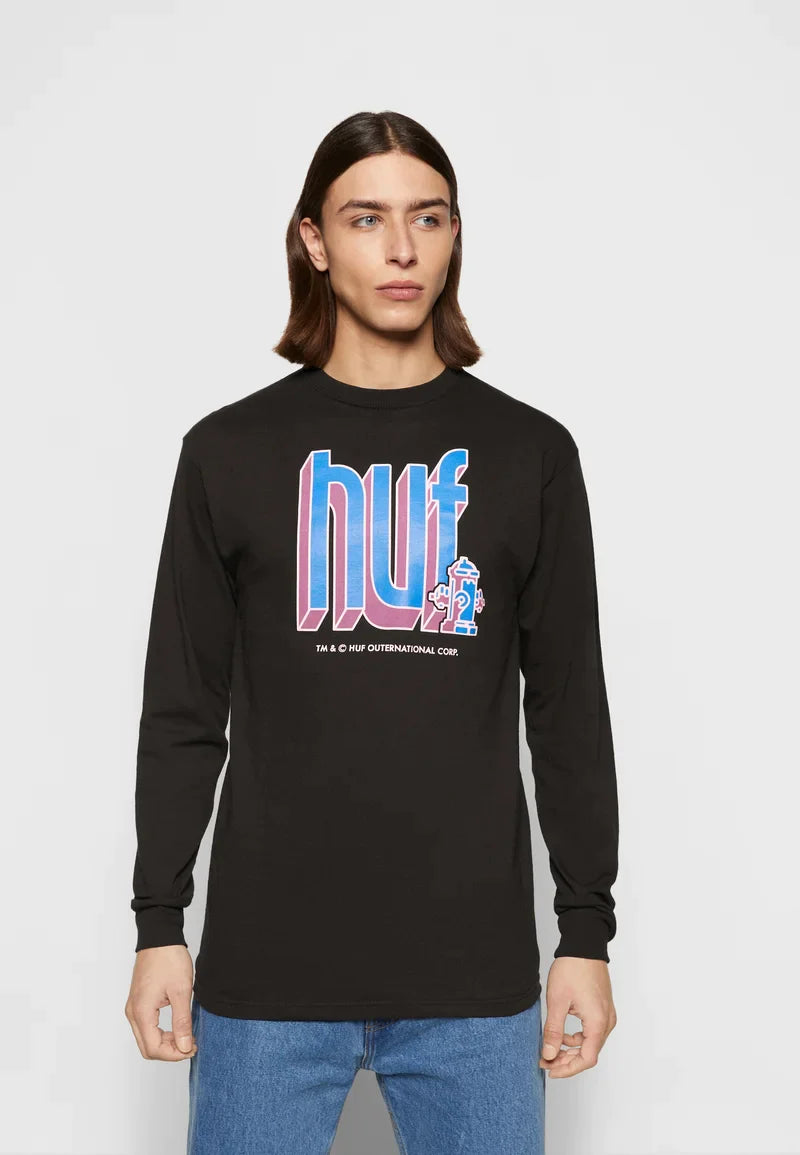 HUF Bookend L/S T-Shirt Black