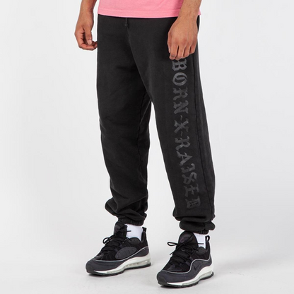 Born x Raised Flocked Sweat Pants Black