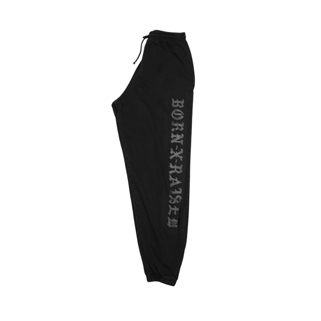 Born x Raised Flocked Sweat Pants Black