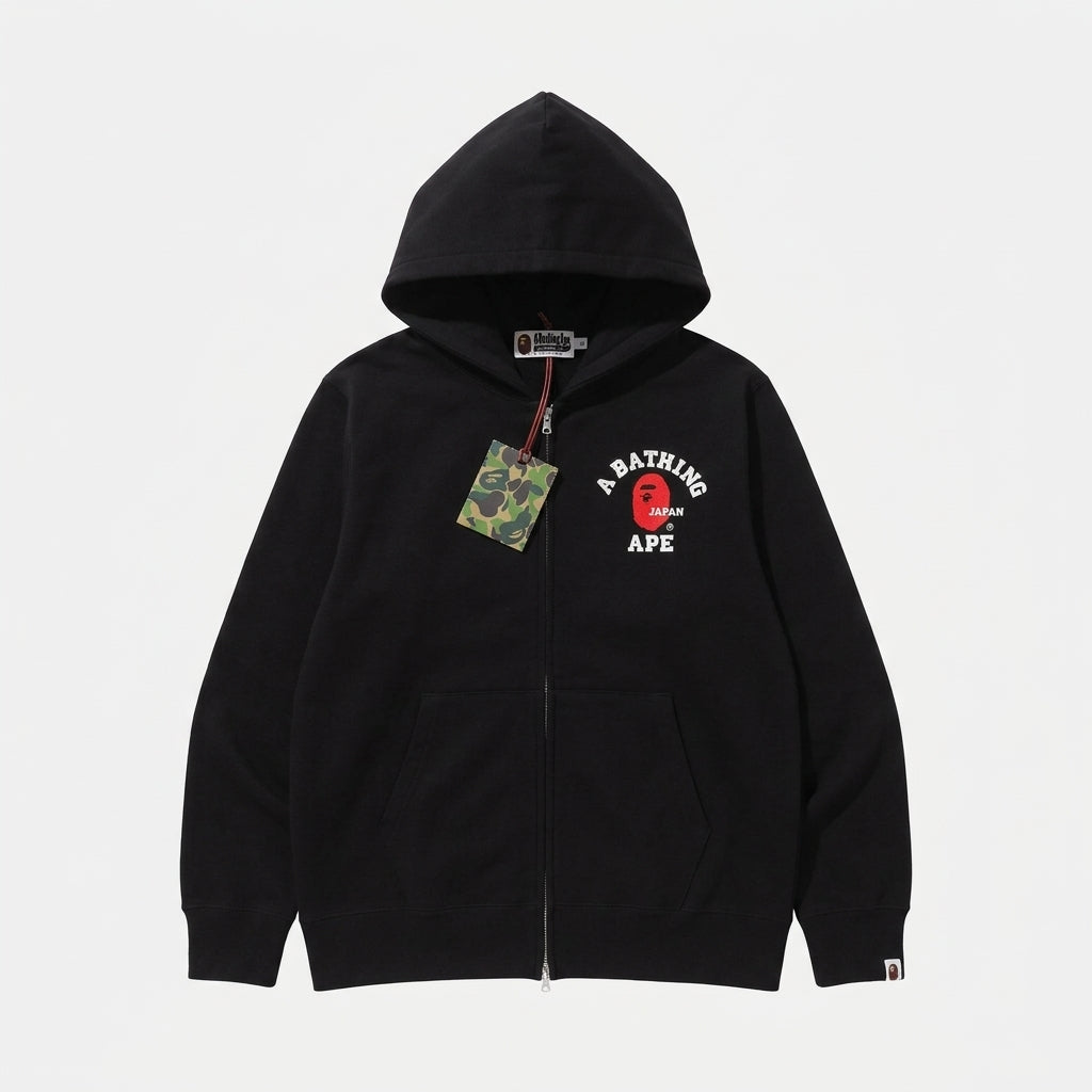 A Bathing Ape College One Point Embroidery Zip Hoodie