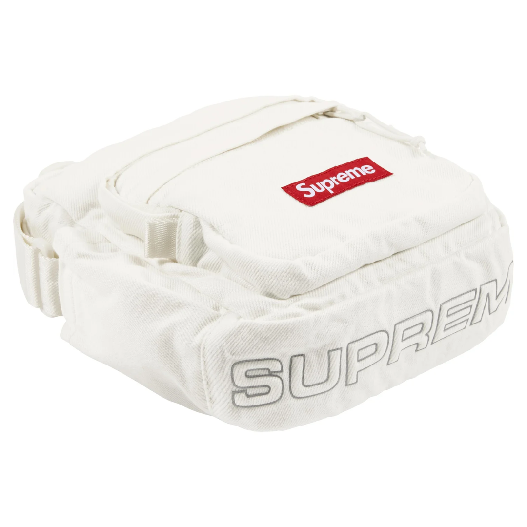 Denim Shoulder Bag White