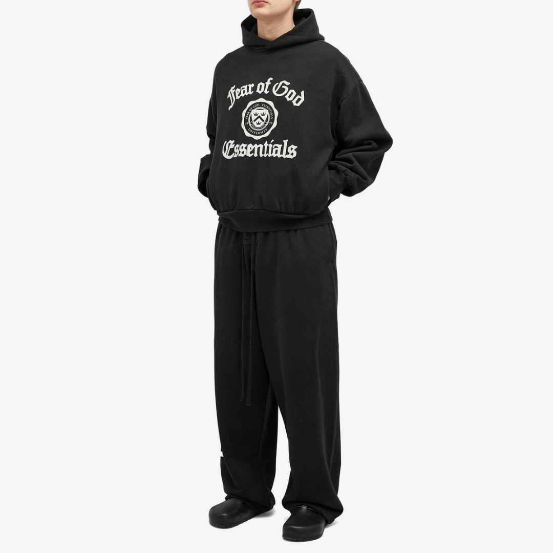 Black Heavy Fleece Vintage Shrunken Hoodie