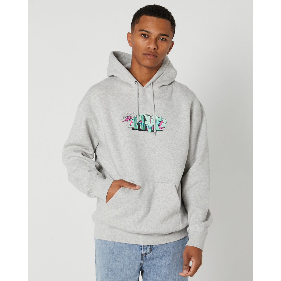 HUF Street Level P/O Hoodie Heather Grey