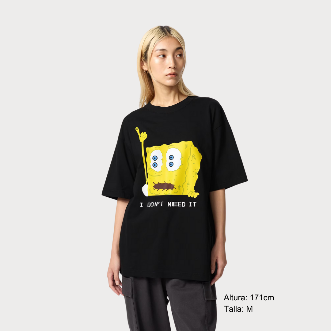 SpongeBob SquarePants Cactus Plant Flea Market UT Graphic T-Shirt Black