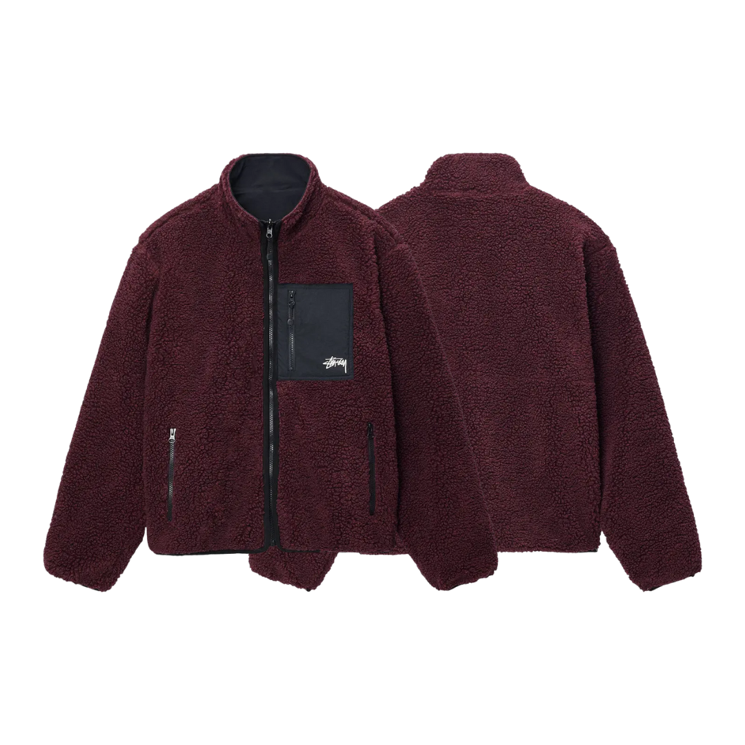 Stüssy Sherpa Reversible Jacket Burgundy