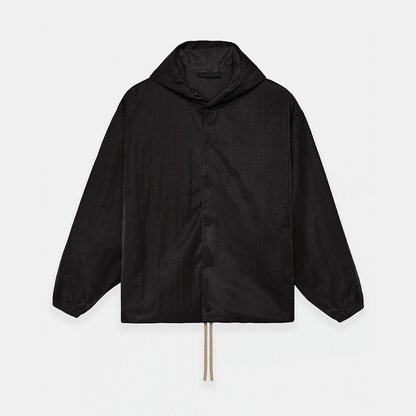 Textured Nylon Hooded Coaches Jacket