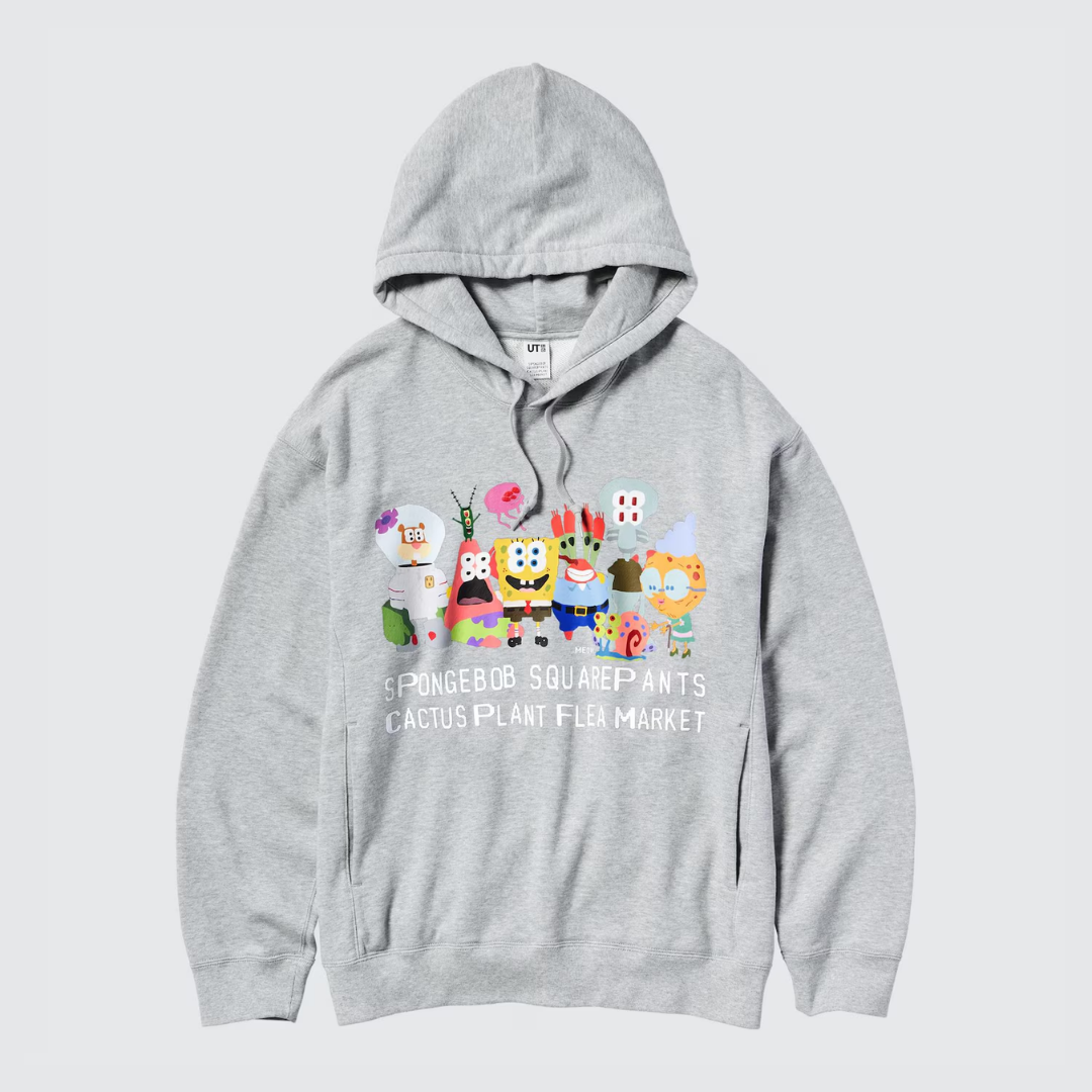 SpongeBob SquarePants Cactus Plant Flea Market Sweat Hoodie Gray