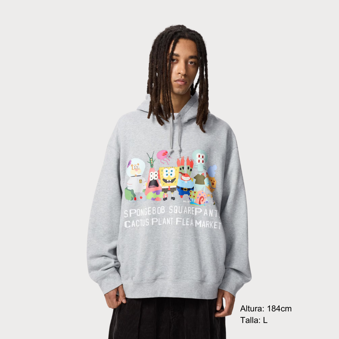 SpongeBob SquarePants Cactus Plant Flea Market Sweat Hoodie Gray