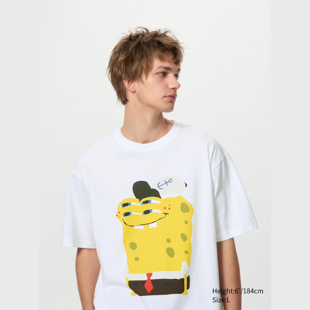 SpongeBob SquarePants Cactus Plant Flea Market UT Graphic T-Shirt White