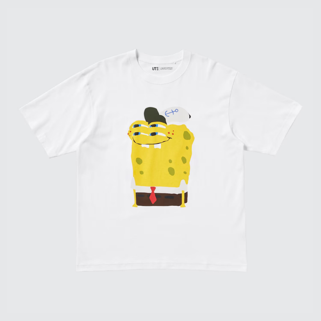 SpongeBob SquarePants Cactus Plant Flea Market UT Graphic T-Shirt White