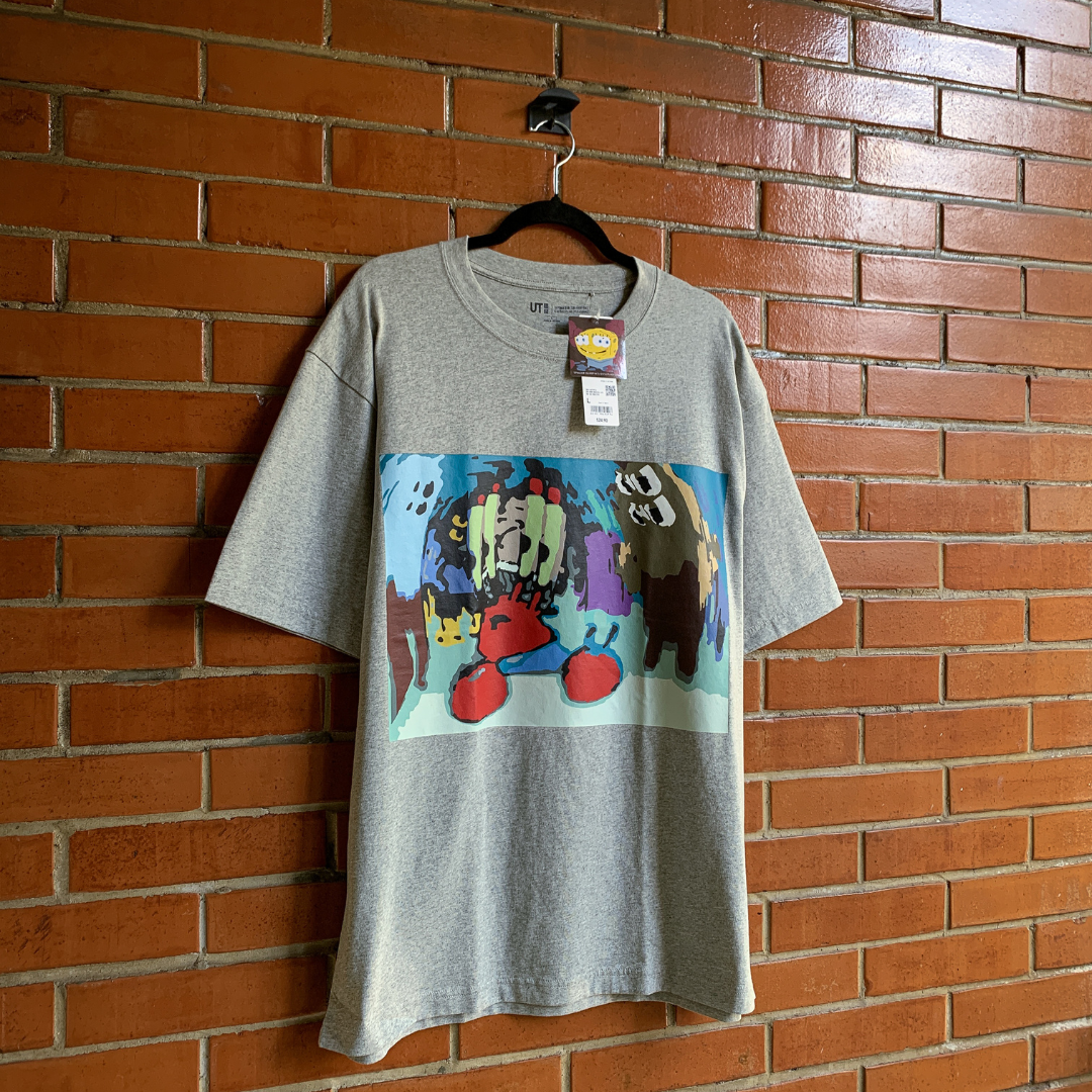 SpongeBob SquarePants Cactus Plant Flea Market UT Graphic T-Shirt Gray