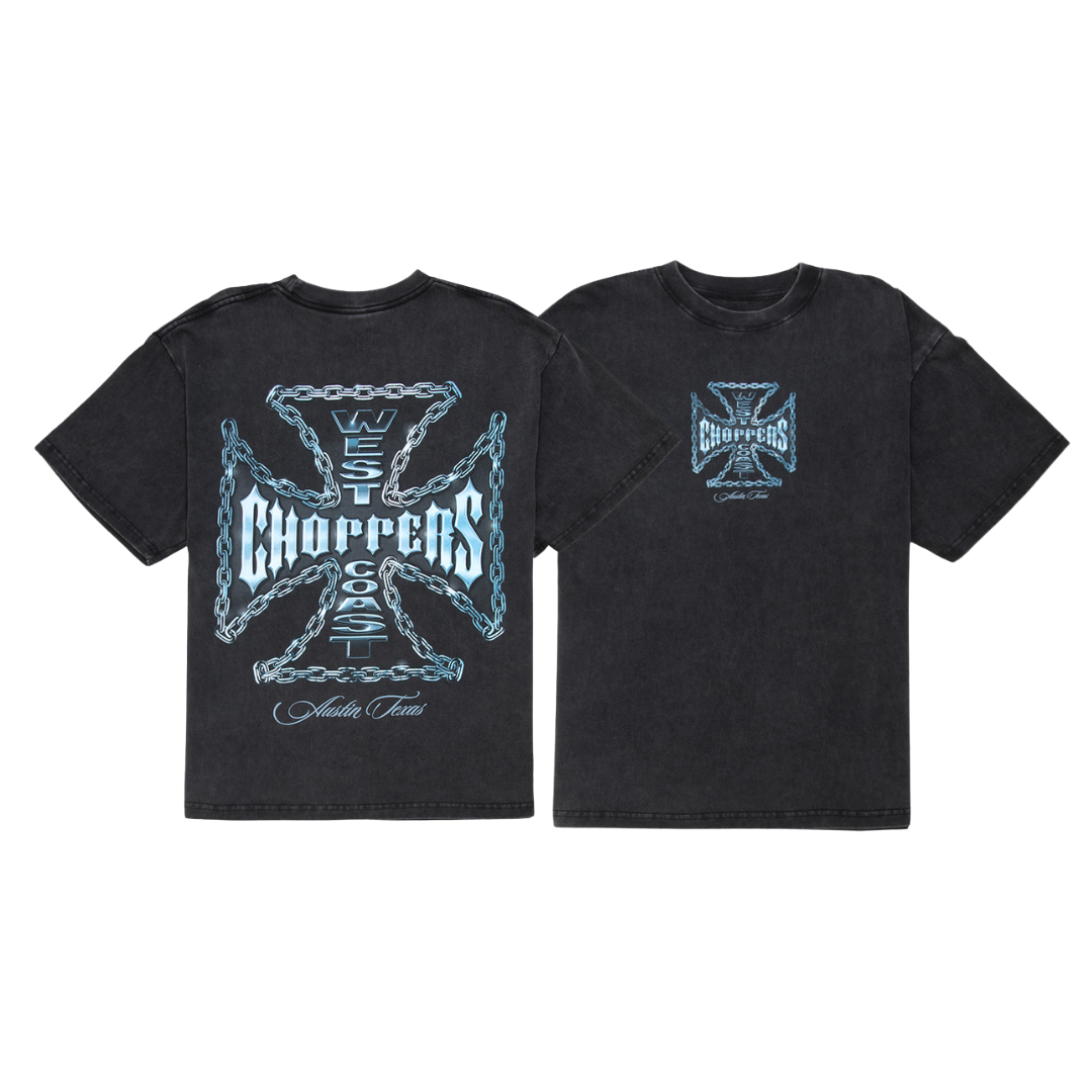 West Coast Choppers Chained Up Mens Tee Washed Black