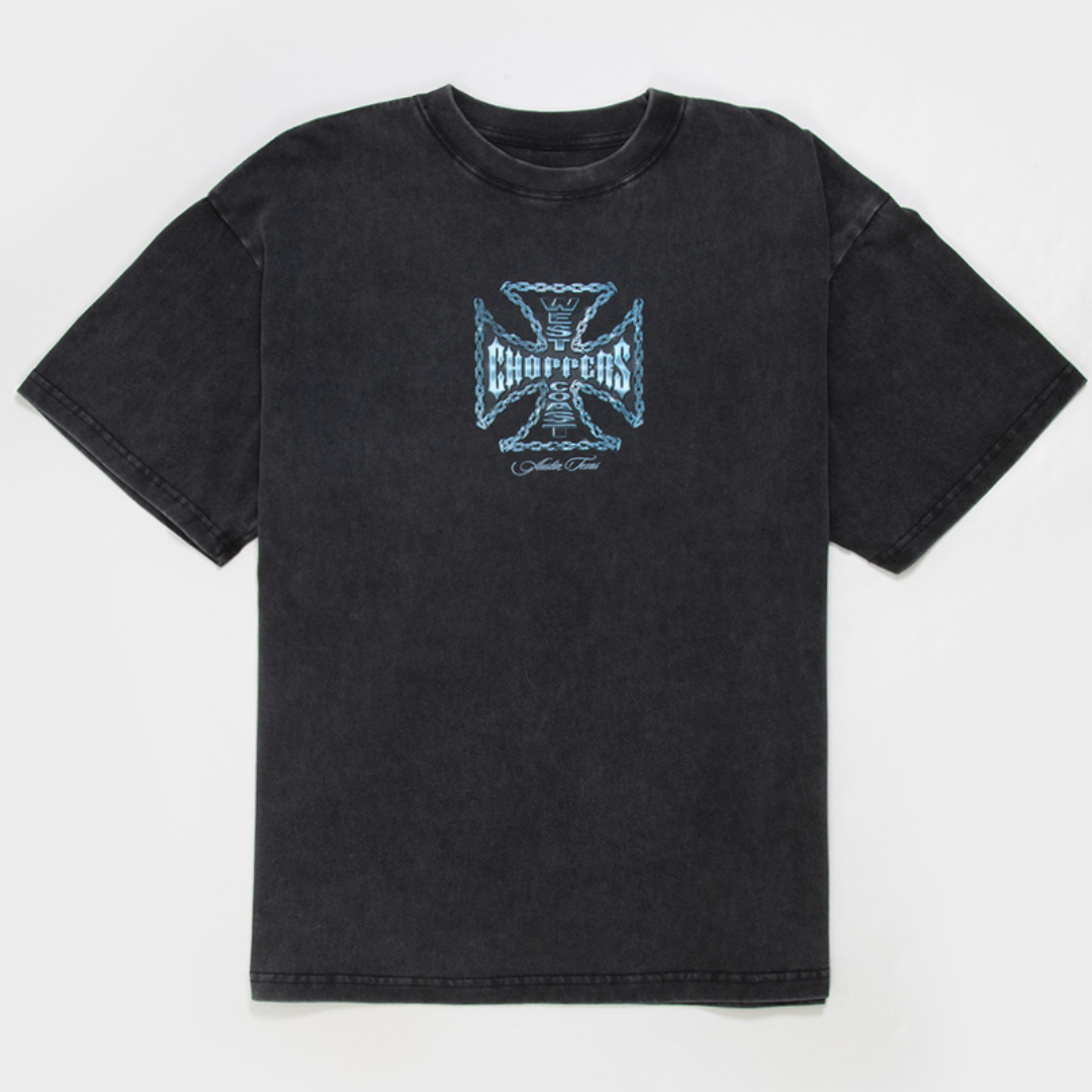 West Coast Choppers Chained Up Mens Tee Washed Black