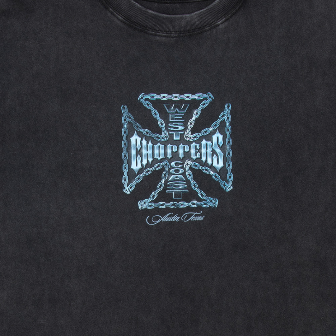 West Coast Choppers Chained Up Mens Tee Washed Black