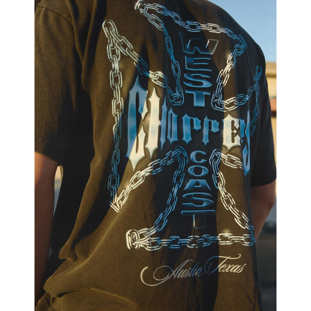 West Coast Choppers Chained Up Mens Tee Washed Black