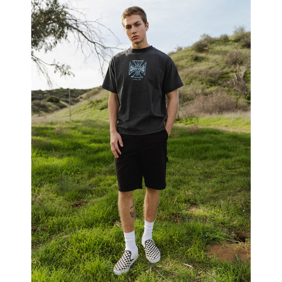 West Coast Choppers Chained Up Mens Tee Washed Black