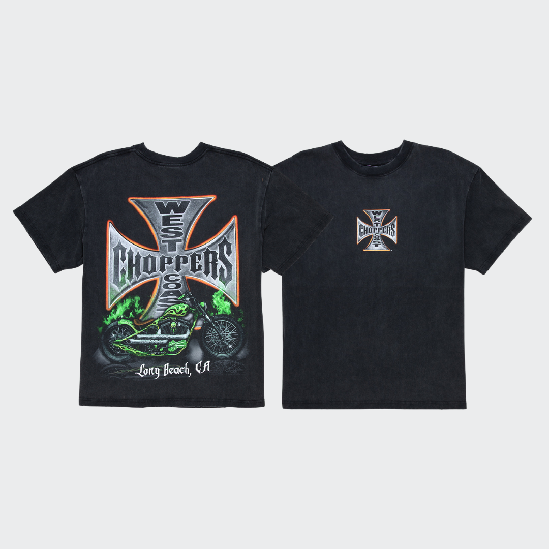 West Coast Choppers Orange Hue Mens Boxy Tee Washed Black