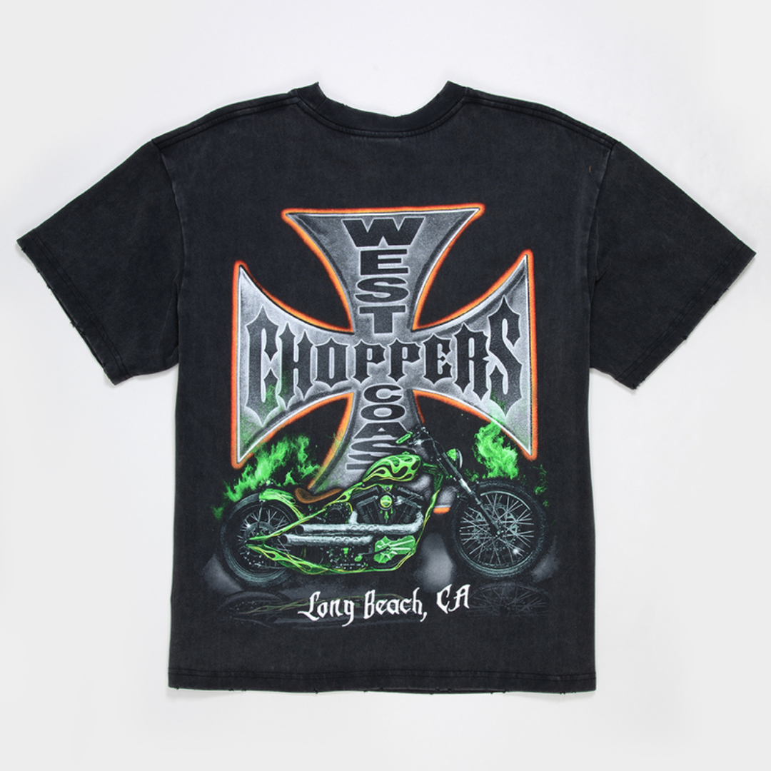 West Coast Choppers Orange Hue Mens Boxy Tee Washed Black