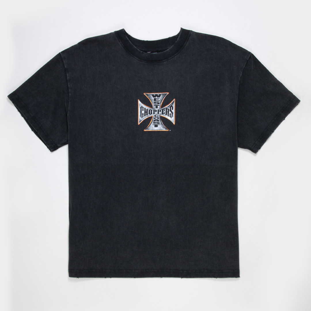 West Coast Choppers Orange Hue Mens Boxy Tee Washed Black