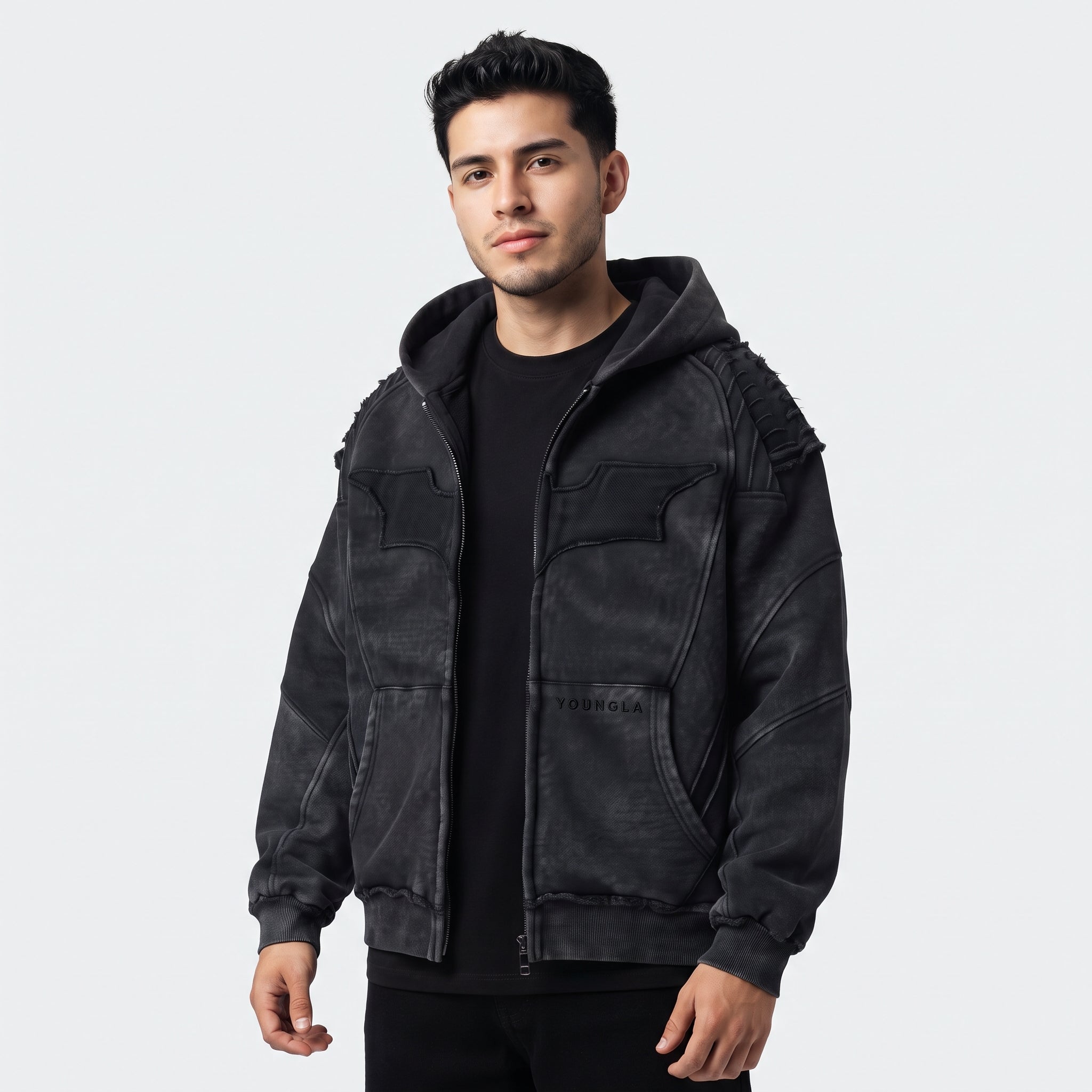 YoungLA x Batman Armored Zip-Up Black Wash